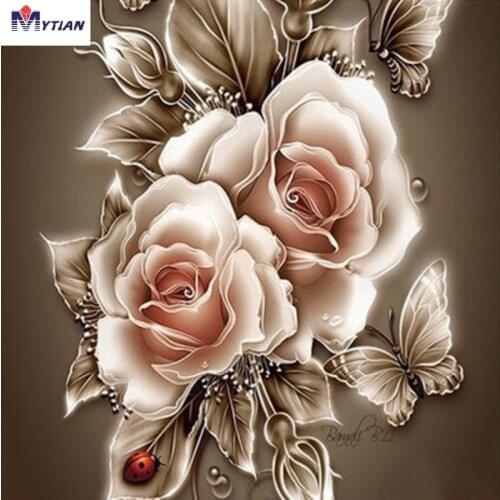 MYTIAN Rhinestone Painting Crystal Home Decor DIY Diamond Painting Rose&Butterfly Cross Stitch Pattern Diamond Embroidery