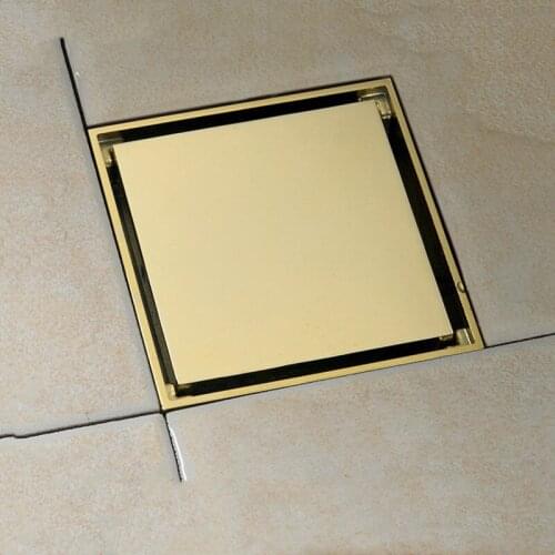 Bathroom Floor Drains Soild Brass Deodorization Invisible Square Type Balcony Kitchen 4 Inches Bath Hardware Rose Gold