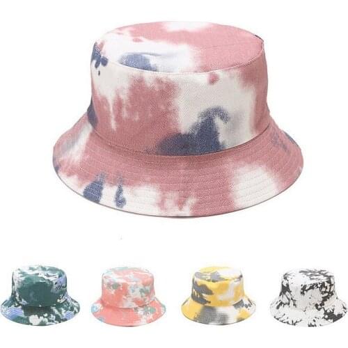 Tie Dyeing Fishing Hat Women Men 2020 Trendy Hip Hop Cap Couple Double-sided wear Panama Bucket Hat Fisherman Hats Caps