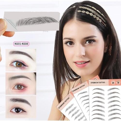 MB 4D Hair-Like Authentic 10 Pairs Eyebrows Tattoo Grooming Shaping Brow Shaper Makeup Brow Eyebrows Sticker False Eyebrow