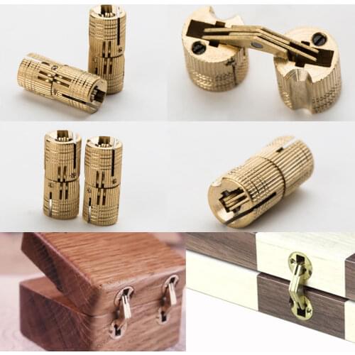 Practical Copper Barrel Hinges Cylindrical Hidden Cabinet Concealed Invisible Brass Hinges Mount For Furniture Hardware