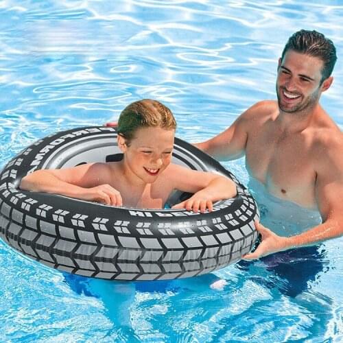 Cool Black Wheel Tire Swimming Ring Adult Inflatable Pool Float Tube Circle Summer Water Toys Air Mattress Boia Piscina 90