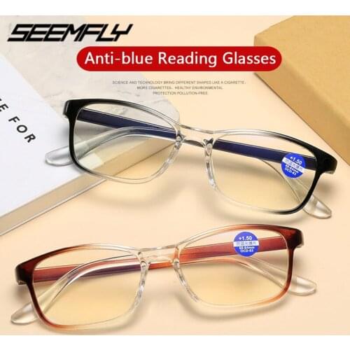 Seemfly Men Women Blue Light Blocking Reading Glasses Comfortable Presbyopic Eyeglasses Magnifying Eyewear +1.0 1.5 2.0 To 4.0