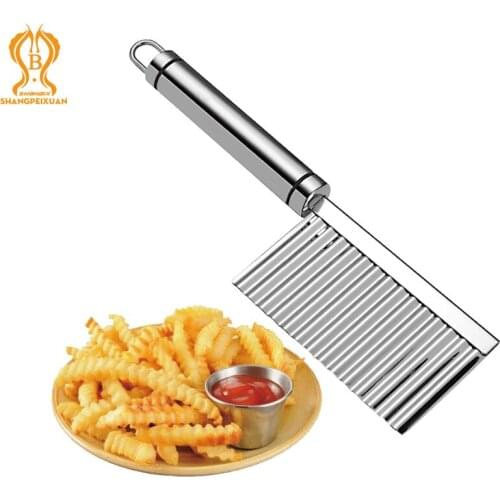 SHANGPEIXUAN Potato Cutter Stainless Steel Chips Knife French Fry Cutter Potato Wavy Edge Slicer Serrated Chopper Kitchen Tools