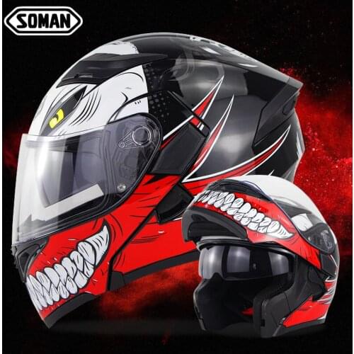 New Motorcycle Helmet Flip Up Full Face Helmet Double Lens Four Seasons Unisex Personality Riding Casco Moto Capacete S-XXL