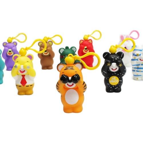 Lovely Animal Model kids Mini Dolls Funny Shy Bear Tiger Keychain Toys Hang Set Gifts for Boys & Girls