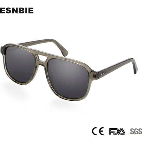 Acetate Sunglasses Men Polarized Square Double Bridges Aviation Sun Glasses For Women Brand Designer Street Style Uv400 Shades