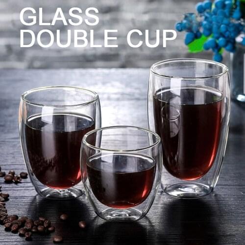 80/250/350/450ml Heat-resistant Double Wall Glass Cup Beer Coffee Cups Handmade Healthy Drink Mug Tea Mugs Transparent Drinkware