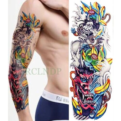 Waterproof Temporary Tattoo Sticker Prajna Lotus Flower Beads full arm fake tatto flash tatoo sleeve large size for men women