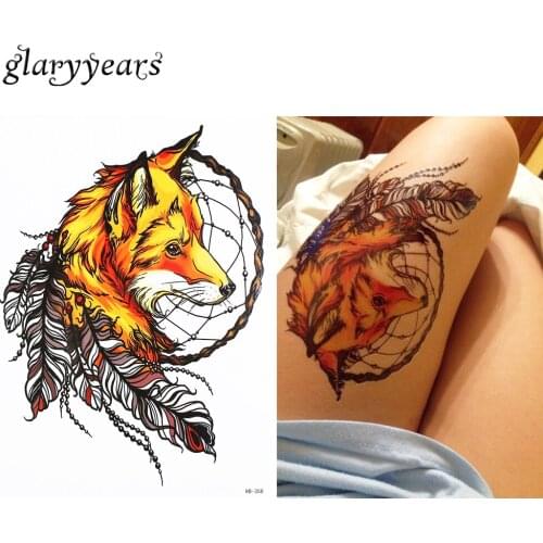 1 PC Waterproof Fake Temporary Tattoo Sticker HB358 Tribe Fox Peacock Feather Design Body Art Tattoo for Women Men Holiday Gifts