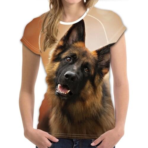 T Shirt for Women Short Tee Clothing Female German Shepherd Dog Printing Short Sleeved Casual Comfortable Top Tees