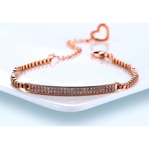 Cubic Zirconia Micro Pave Bracelets & Bangles For Women Rose Gold Color Crystal Jewelry For Men and Women bijouterie DWH172