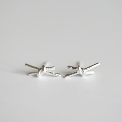 Vintage Design 925 sterling silver Knot Stud Earrings for Women Elegant Wedding Jewelry pendientes Brincos eh909