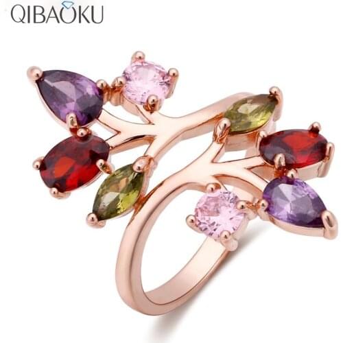 Multicolor Flower Crystal Stone Zircon Engagement Ring for Women Luxury Jewelry Female Accessories Boho Rings