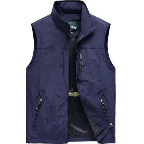 Men Summer Quick-drying Vest Mens Multi-Pocket Tooling Sleeveless Jacket Outdoor Fishing Photography Waistcoat Work Vest 5XL