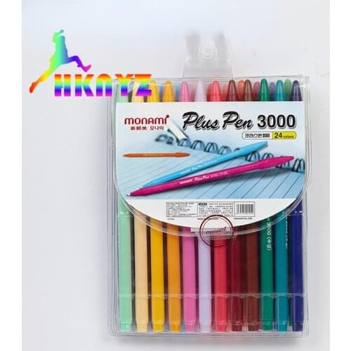 1sets 12/24/36 Color Gel Pen Monami Plus 3000 Pen Art Markers Writing Korean Stationery 0.4mm Fiber Tip Soft Package