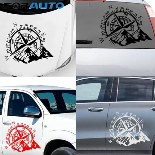 1PCS 3D Car Sticker Compass Rose Navigate Mountain Car Headlight Decoration Funny Decal For Beetle 60X50cm Car Accessories