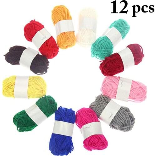 12PCS Knit 0.51oz Yarn Creative Multiuse DIY Acrylic Yarn Craft Making Yarn Anti-Static Soft Cheap Yarn for Kids