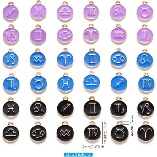 Diy jewelry new 12 constellation drip pendant bracelet necklace small pendant alloy diy jewelry accessories