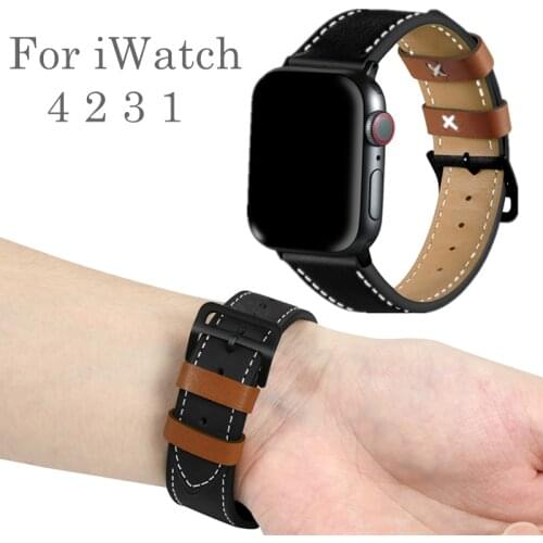 For Apple Watch Series 4 3 2 1 Genuine Leather Watchband Replacement Strap for iWatch 44mm 40mm 42mm 38mm bracelet Wristband