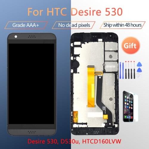 For HTC Desire 530 LCD screen assembly with front case touch glass,D530u LCD Display original Black White