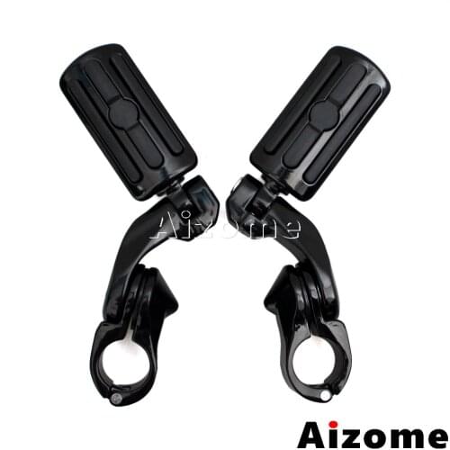 For Harley Touring Sportster Dyna Softail Motorcycle Short Angled 1-1/4" Highway Engine Guard Foot Rests Foot Pegs w/ Mount Kit