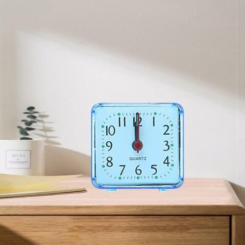 Home Multi-functionSquare Small Bed Compact Travel Quartz Beep Clock Fashion Bedside Lamp Batteries Cute Alarm 4 Colors Time