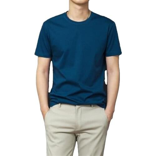 2021 Summer Men T-shirt Casual Solid Color Loose Fit Summer Short Sleeve Round Neck Top Dating Male Tees