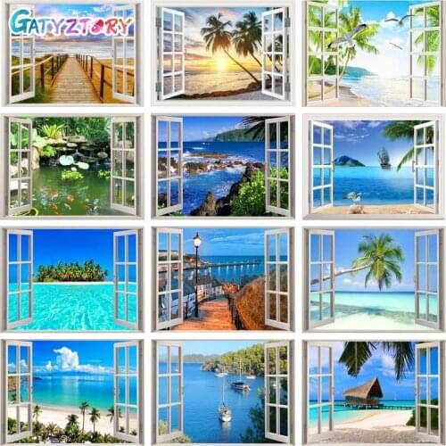 GATYZTORY Oil Painting By Numbers Deer 60x75cm DIY Paint By Numbers For Adult Landscape Frame Canvas Painting Unique Gift