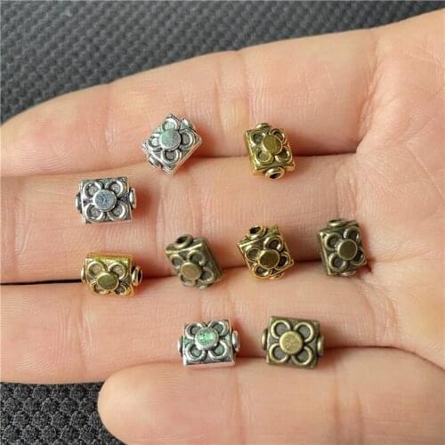 JunKang 25pcs 7mm flower-shaped rectangular spacer handmade large wholesale link bracelet necklace DIY jewelry