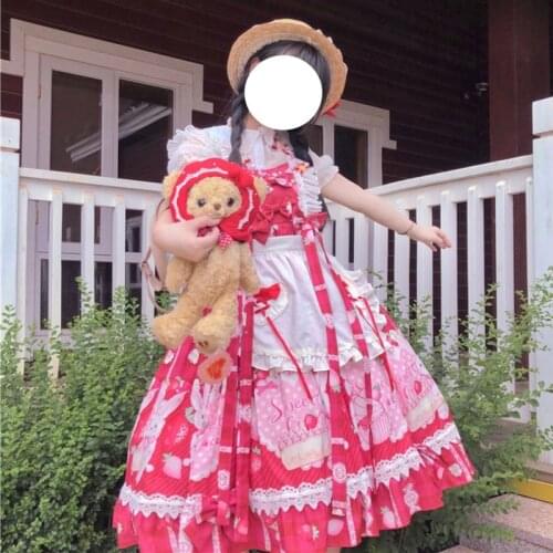 Lolita Japanese Sweet Picnic Bunny Lolita Sleeveless Sling Ruffle JSK Dress Summer