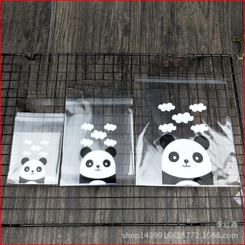 100pcs Cute Cartoon Panda Gifts Bags Cookie Packaging Plastic Bags For Biscuits Candy Food Cake Package Gift Bag
