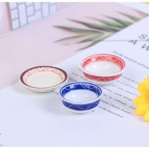 Mini Ceramics Tableware Vegetable Bowl Rice Bowl Doll Kitchen Furniture Toys for Baby Kids