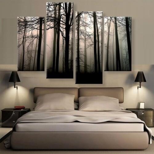 Modular Poster Home Decor Canvas Living Room Pictures 4 Panel Forest Landscape Framework HD Printed Modern Painting Wall Art