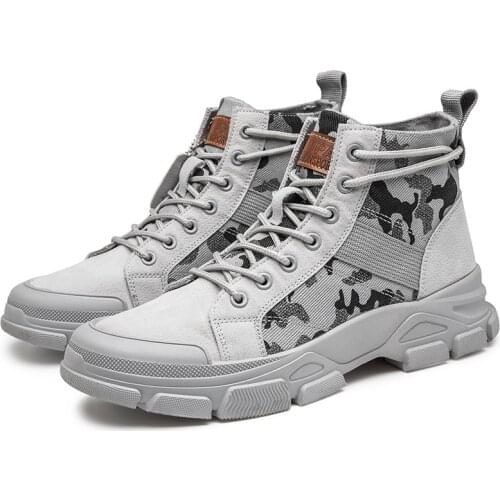 2021 Autumn Mens Boots Trend Canvas High-Top Men 's Boots Shoes Student Couples Camouflage Workwear Ankle Boots Winter Shoes