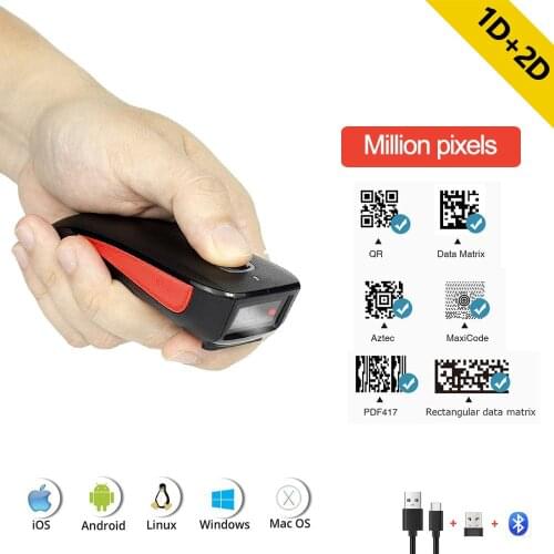 NETUM Bluetooth And 2.4GHz 1D 2D Barcode Scanner Pocket Wireless QR Code Reader Data Matrix PDF417 IOS Android Windows Tablet