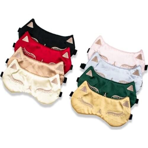 Cat Face Imitated Silk Eye Patch Shading Sleep Eye Adjustable Eyepatch Travel Relax Cover Blindfold Eye Care Tools