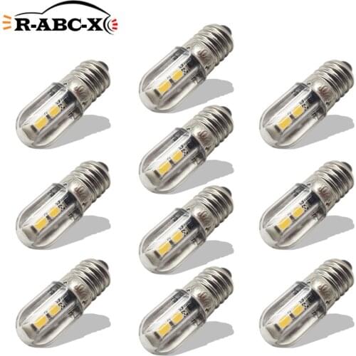 RUIANDSION 10 Pcs E10 4 3030SMD AC 220V 230V Warm White 3000K Yellow Fridge Led Bulb Machine Tool Lighting 10 mm Diameter Base