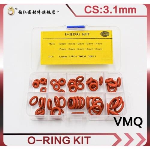 Thickness 3.1mm Red Ring Silicone O Ring Seal Silicon Sealing O-rings VMQ Washer oring set Assortment Kit Set O Ring