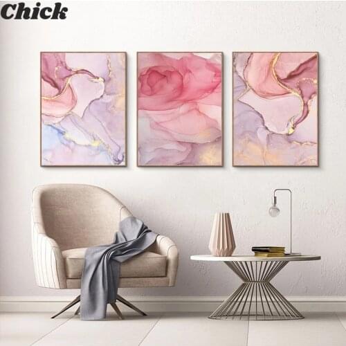 Nordic Purple Pink Canvas Painting Modern Home Gold Poster And Print Wall Picture For Living Room Abstract Scandinavian Wall Art