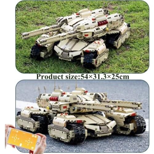IN STOCK RC APP Control Mammoth Tank Military Conquer Command Technology MOC 59688 Building Blocks Assembly Bricks Toys Gifts