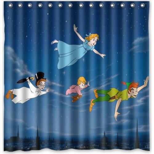 Peter pan Waterproof Shower Curtain Custom Polyester Bathroom Curtains Cortina Ducha With Hooks 71*71 inch Drop Shipping
