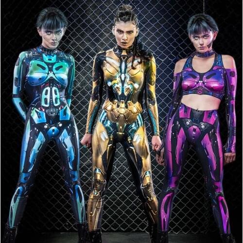 Woman Halloween Costume Robot Warrior Cosplay Costume Steampunk Science Anime Sexy Fancy Gothic Disguise Clothing Outsuit C62C63