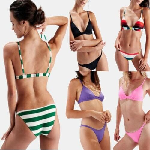 Women Padded Push-up Bra Two Piece Bikini Set Summer Casual Ladies Sexy Patchwork Swimsuit Bathing Suit Swimwear Beachsuit