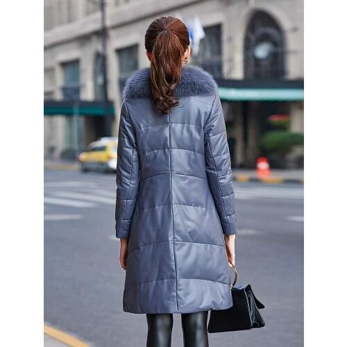 Real Sheepskin Coat Female Fox Fur Collar Down Jackets 2020 Winter Women Genuine Leather Jacket Chaqueta Mujer My