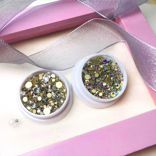 1Pc White AB Nail Crystal Rhinestones SS4/SS5/SS6/SS8/SS10/SS12/SS16 Mixed Glass Crystal Jewelry For Gel Polish Manicure Gems