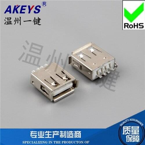 10pcs USB-A-01-T USB cable interface 180 degree welded female seat Extension cord A female wire type With curling