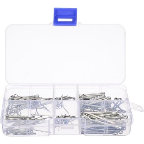 175pcs Split Pins Cotter Fixings Assorted Sizes Zinc Plated Steel Hard Case Link Split Cotter Pin with Box 1.3mm-2.2mm