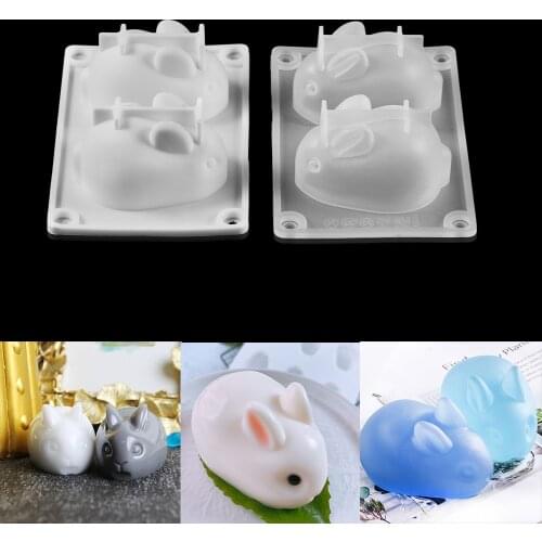 2 Cavity Silicone Rabbit Cake Baking Tool Mould Baking Mold Cute Kawaii Rabbit Resin Mold Jewelry Ornament Mold Handmade Gift