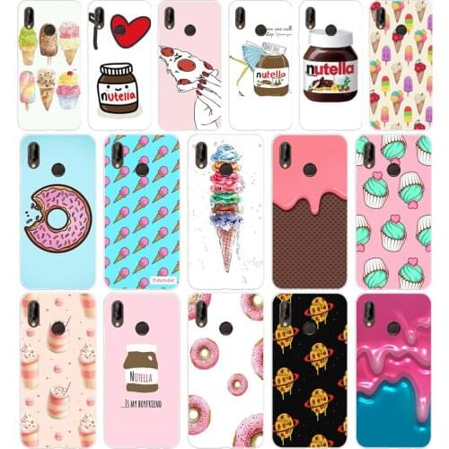 212H Food Donuts Chocolate Ice Cream Cartoon Funny Soft Silicone Tpu Cover Case for huawei Nova 3 3i p smart